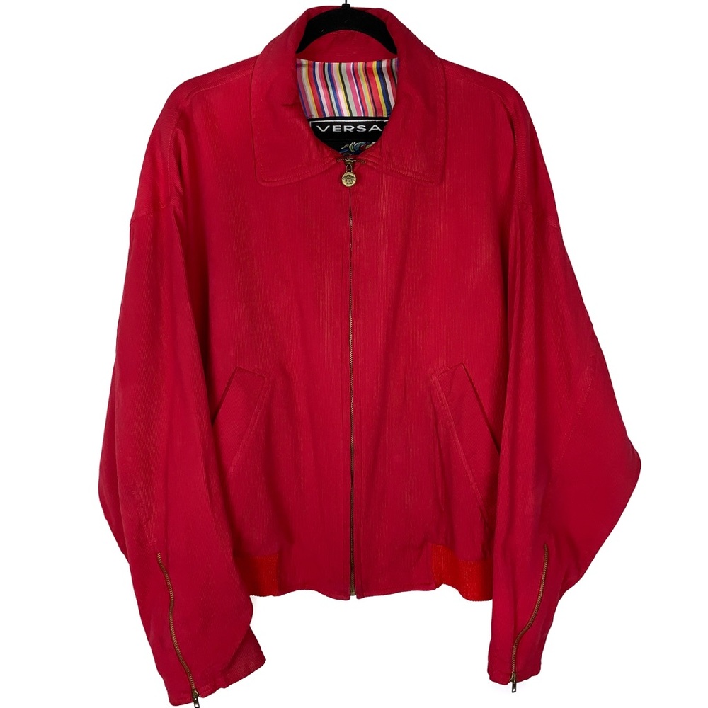 Versace Red corduroy Zip Up Jacket